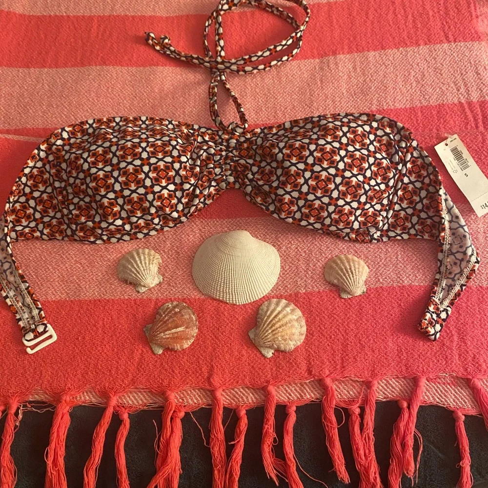 Old Navy Kids Bandeau Bikini Top in Orange, Navy & White